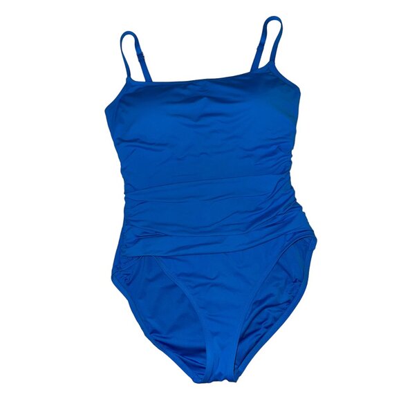 LA BLANCA Island Goddess Lingerie Blue One-Piece Swim Suit Size 12 - Picture 1 of 10